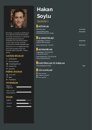 Gazeteci CV Örnekleri cv indir